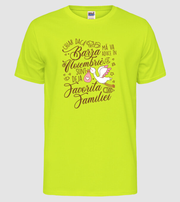 Favorita familiei NOIEMBRIE model galben neon pe tricou