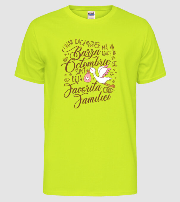 Favorita familiei OCTOMBRIE model galben neon pe tricou