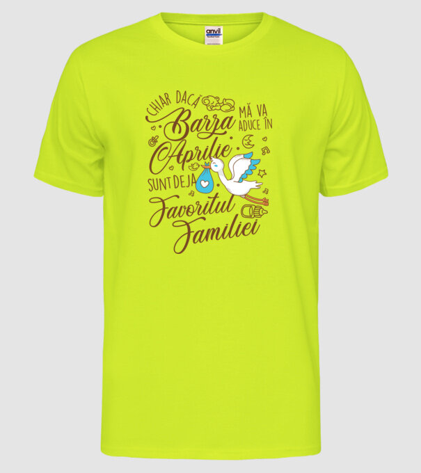 Favoritul familiei APRILIE model galben neon pe tricou