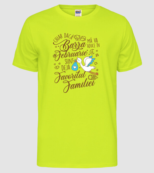 Favoritul familiei FEBRUARIE model galben neon pe tricou