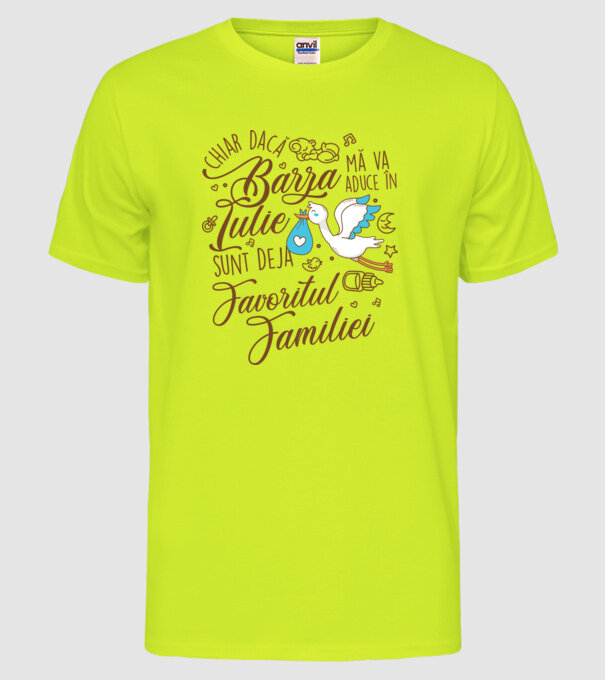 Favoritul familiei IULIE model galben neon pe tricou