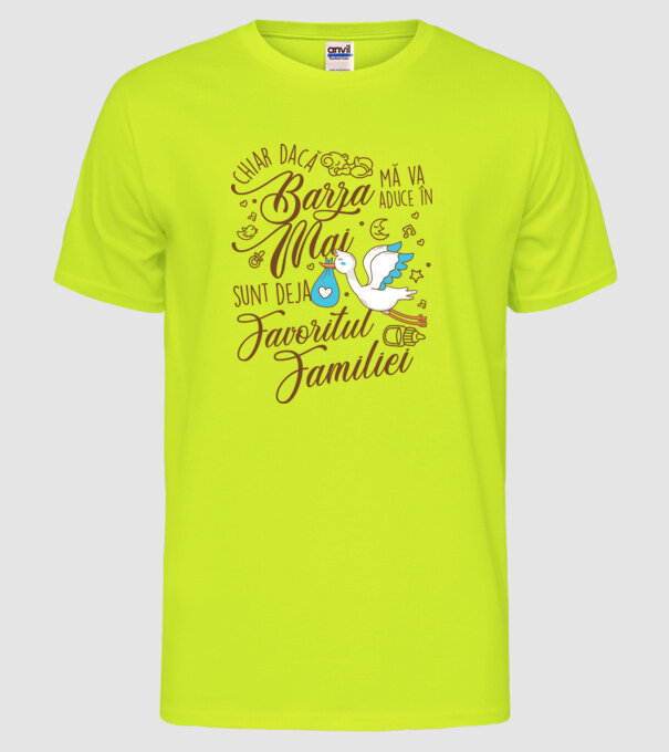Favoritul familiei MAI model galben neon pe tricou