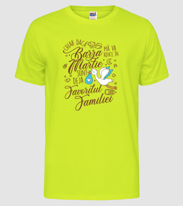 Favoritul familiei MARTIE model galben neon pe tricou