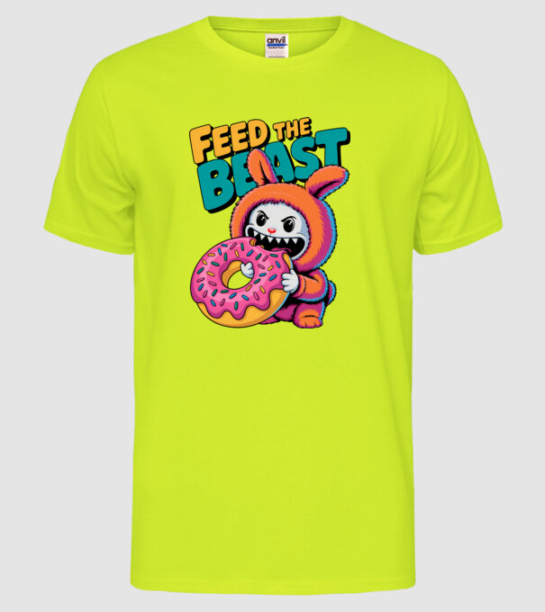 Feed the beast model galben neon pe tricou
