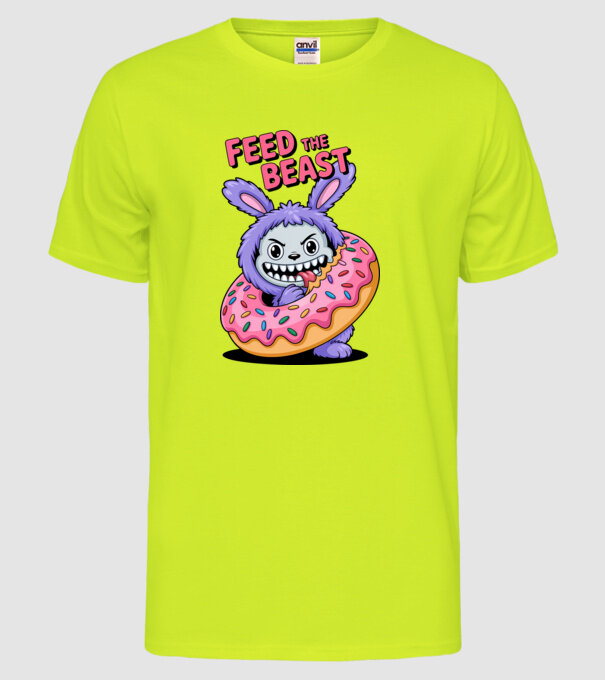 Feed the beast model galben neon pe tricou