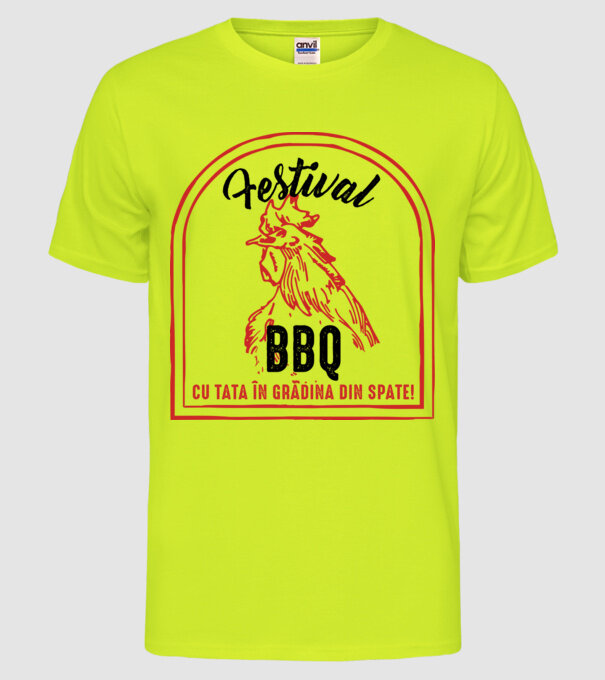 Festival BBQ - cu tata în grădina din spate! model galben neon pe tricou