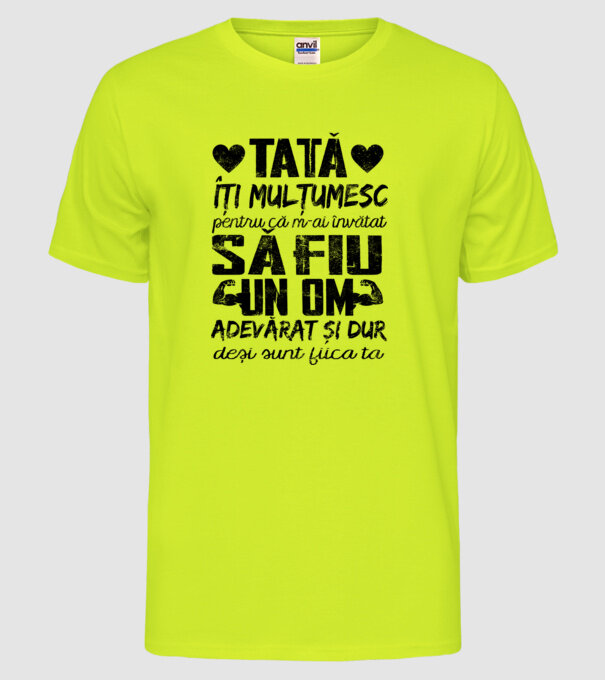 fiică crescută ca fiu Alb model galben neon pe tricou