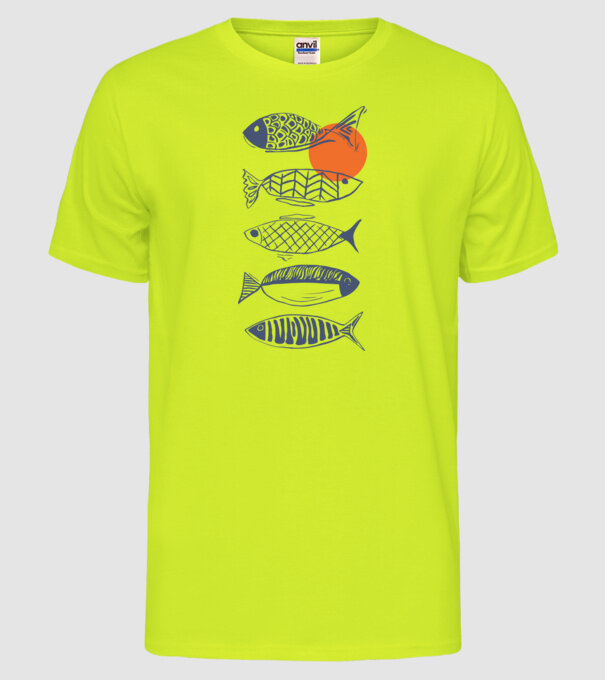 Fish model galben neon pe tricou