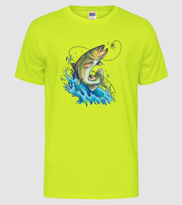 Fish model galben neon pe tricou