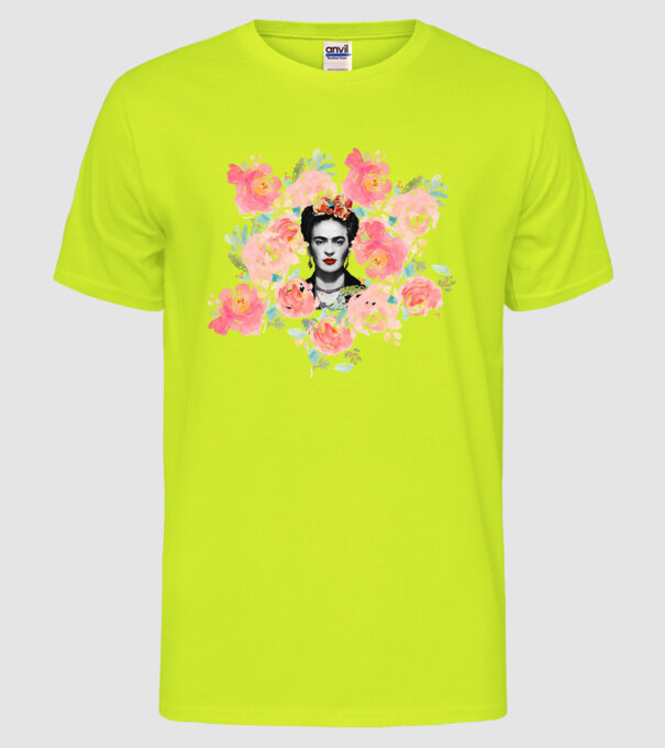 Frida Kahlo 2 model galben neon pe tricou