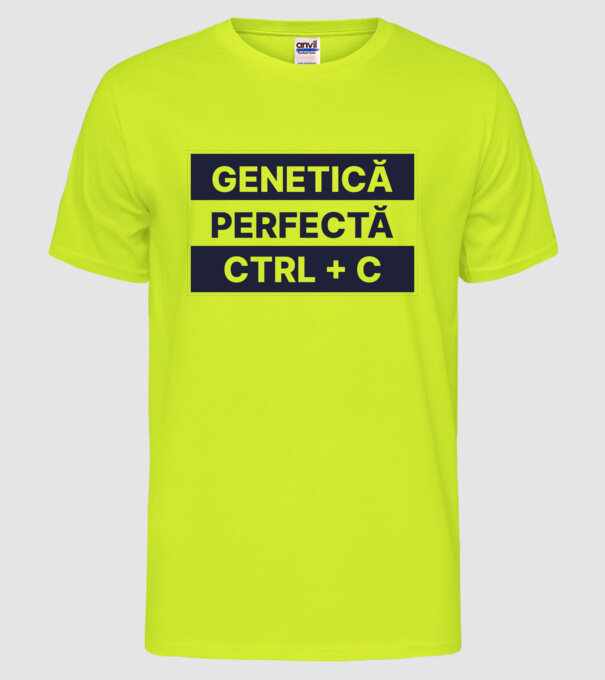 Genetică perfectă CTRL + C model galben neon pe tricou