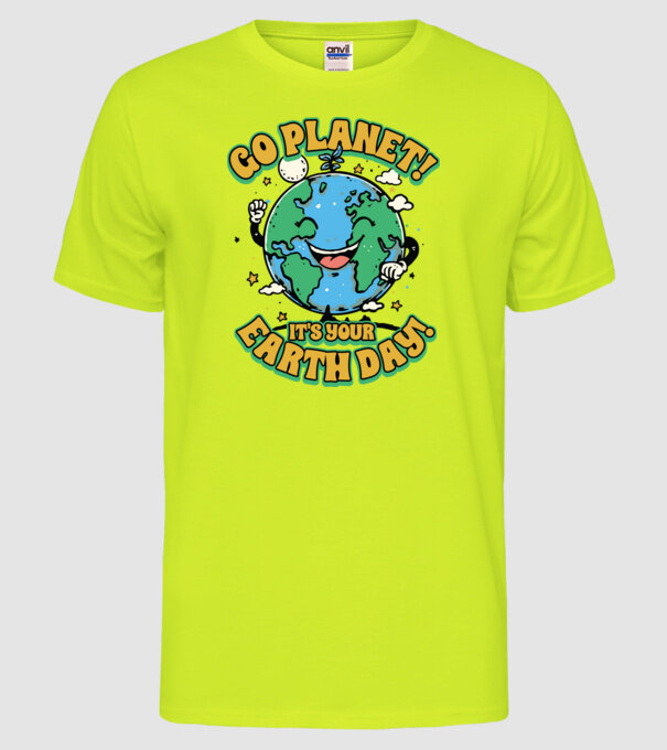 Go planet model galben neon pe tricou
