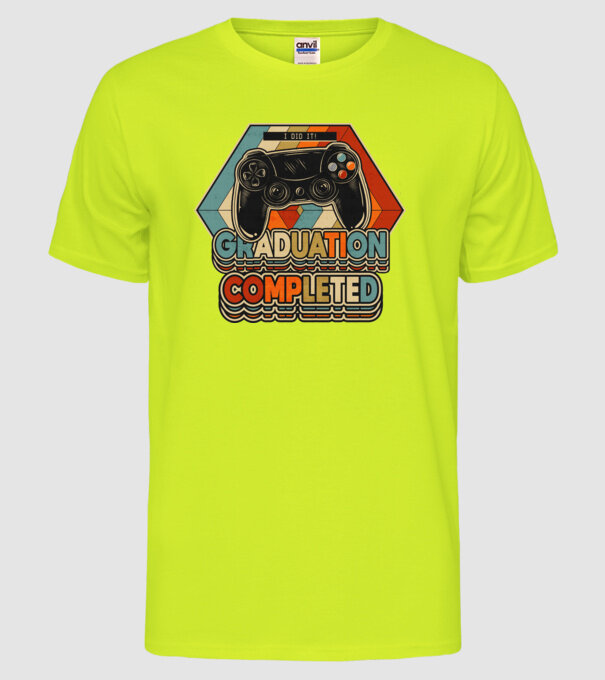 Graduation Completed model galben neon pe tricou