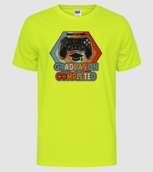 Graduatuion completed retro model galben neon pe tricou