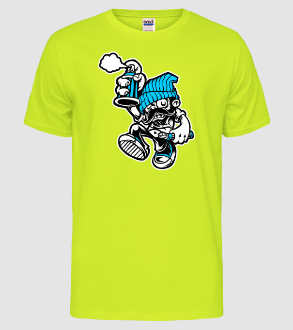 Graffiti model galben neon pe tricou