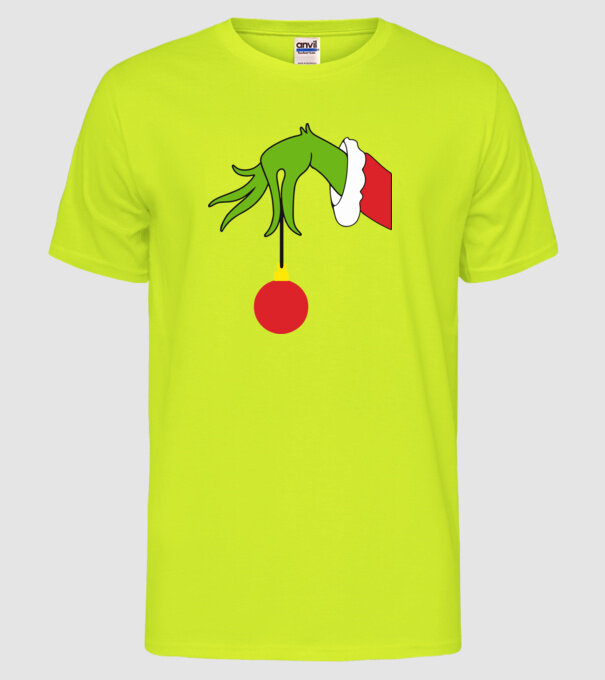 Grinch hand model galben neon pe tricou