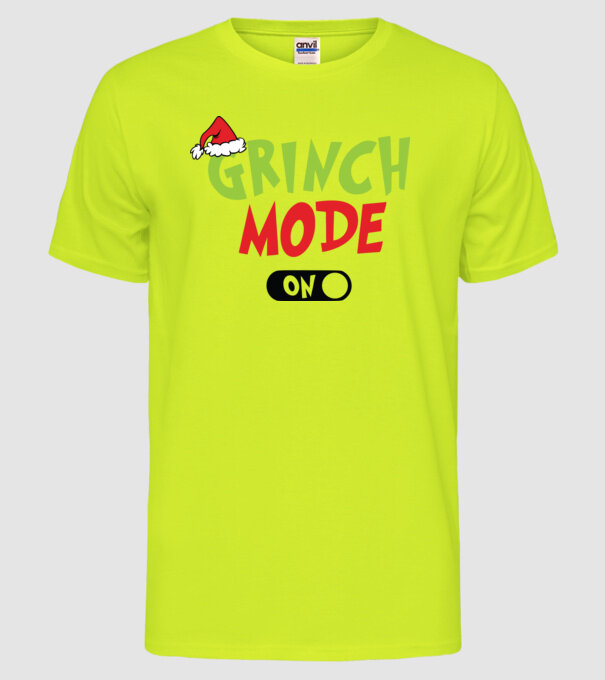 Grinch Mode model galben neon pe tricou