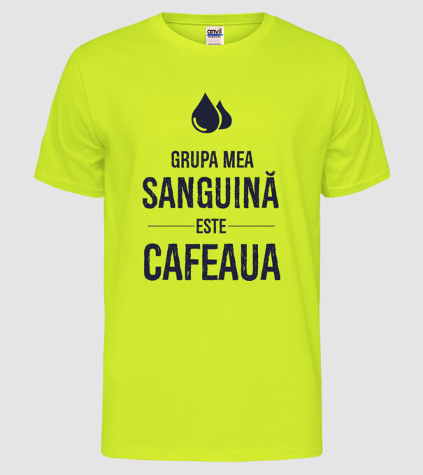 Grupa mea sanguină este cafeaua model galben neon pe tricou