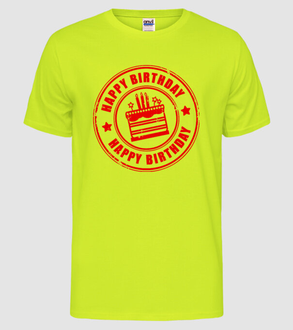 happy birthday model galben neon pe tricou