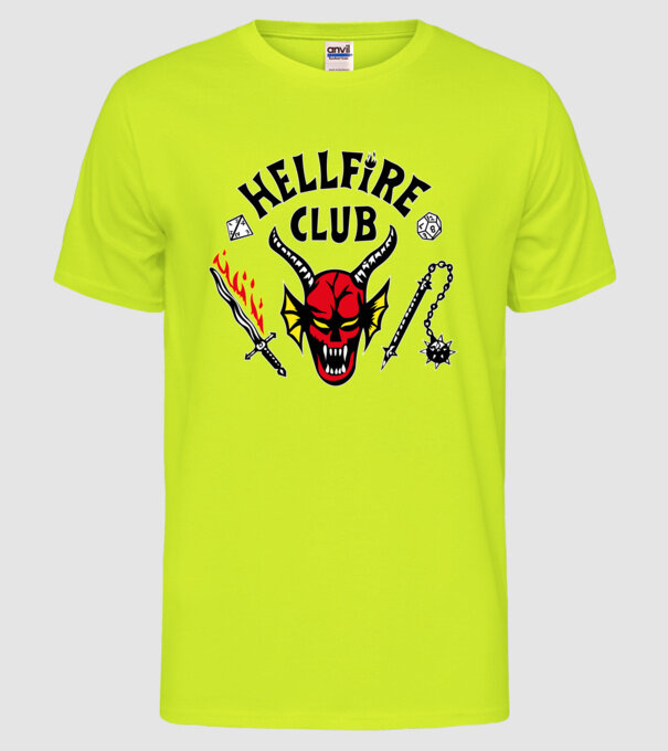 HELLFIRE CLUB model galben neon pe tricou