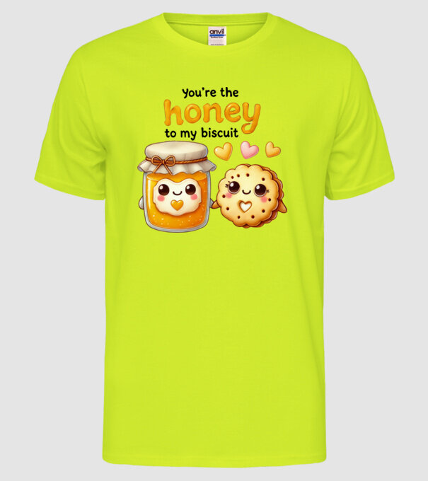 Honey to my Biscuit model galben neon pe tricou
