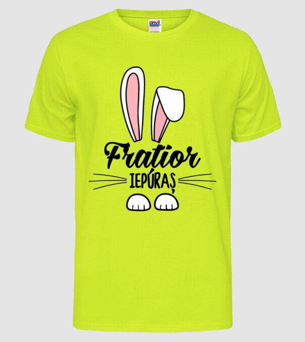 iepuraș frățior model galben neon pe tricou