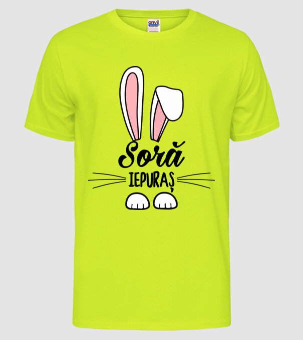 iepuraș soră model galben neon pe tricou