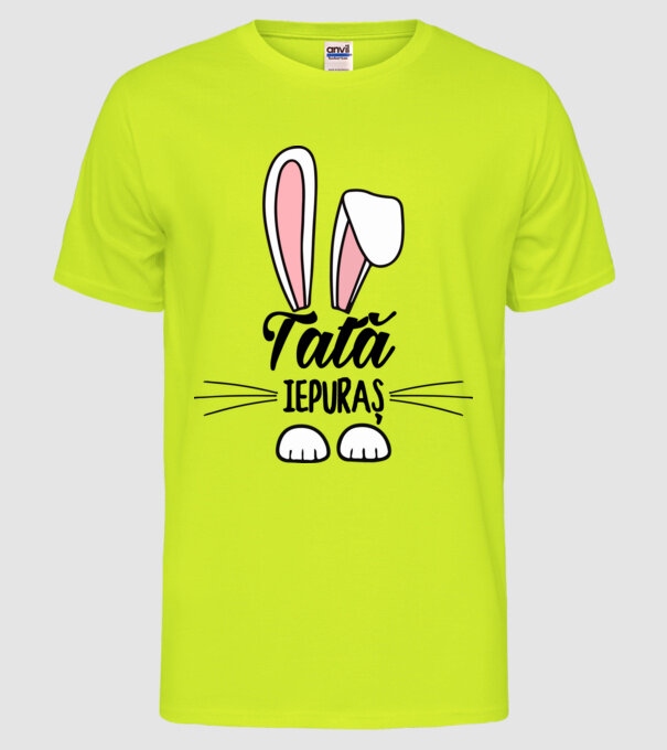 iepuraș tată model galben neon pe tricou