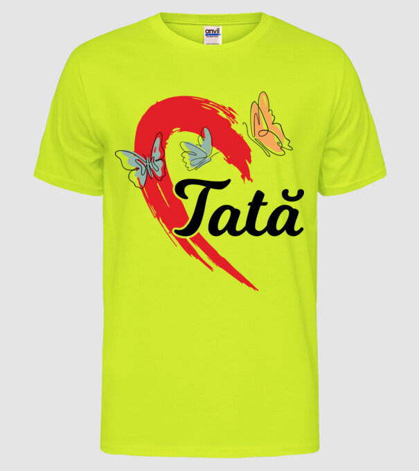 Tată model galben neon pe tricou