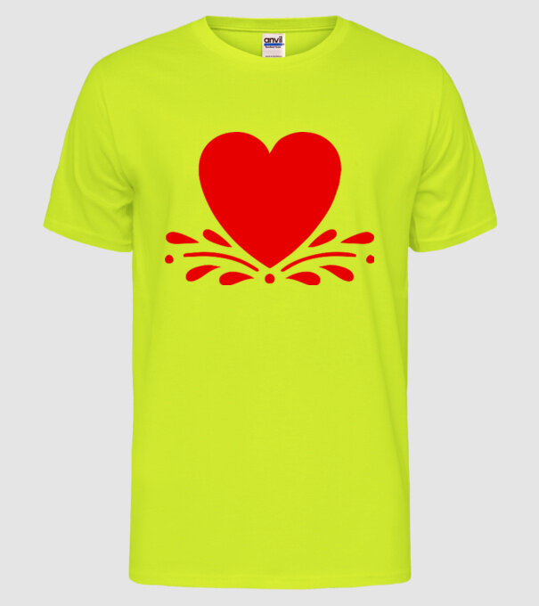 inimă Valentine model galben neon pe tricou