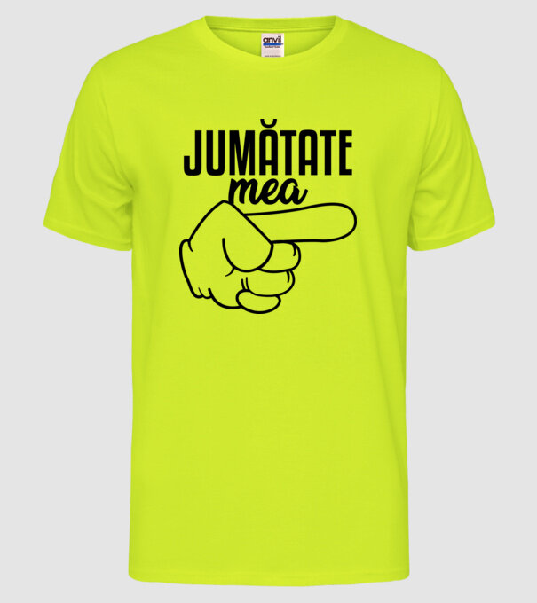 Jumătate a mea model galben neon pe tricou