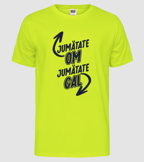 Jumătate om, jumătate cal model galben neon pe tricou