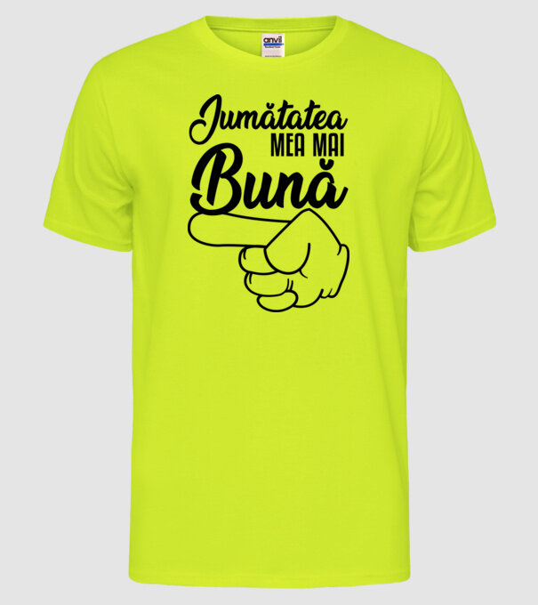 jumătatea mea mai bună model galben neon pe tricou