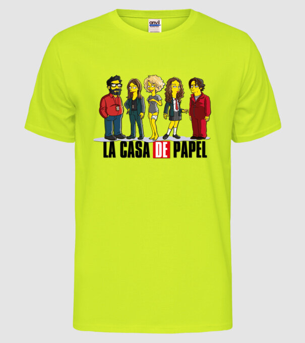 la casa de papel simpson model galben neon pe tricou