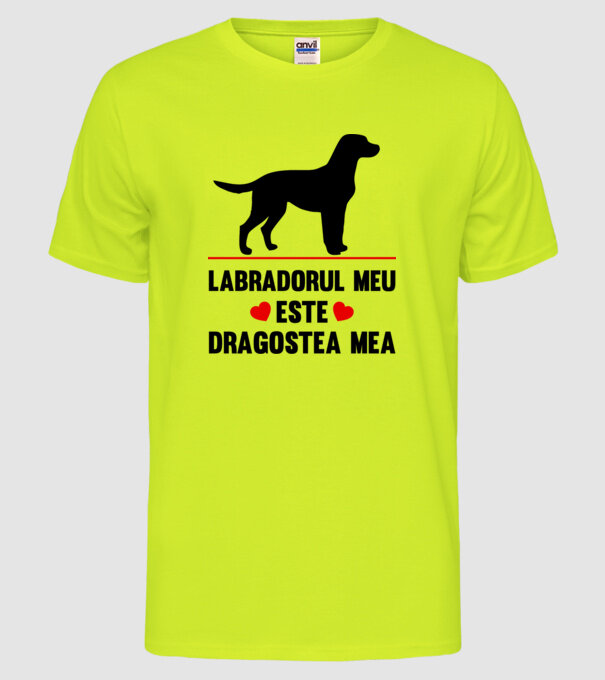 labradorul meu este dragostea mea model galben neon pe tricou