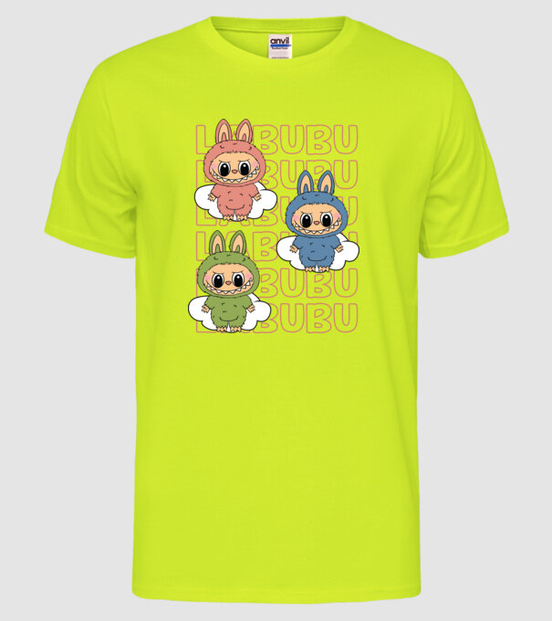 LABUBU model galben neon pe tricou