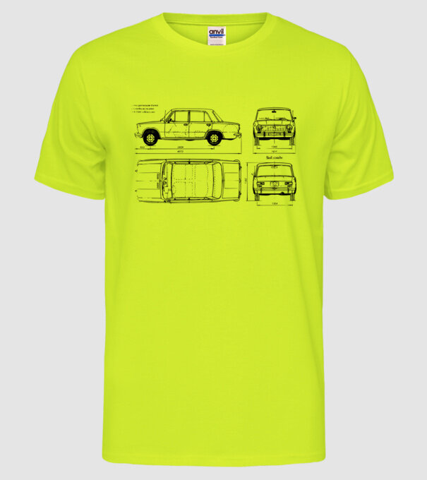 Lada model galben neon pe tricou