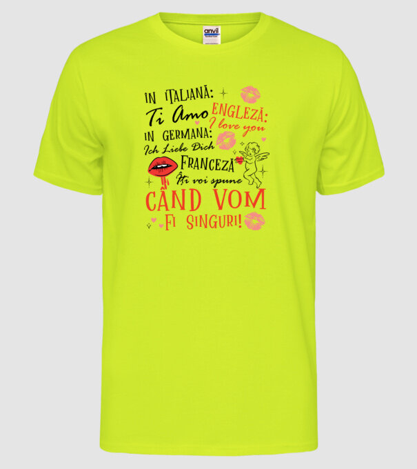 Lecție de limbă model galben neon pe tricou