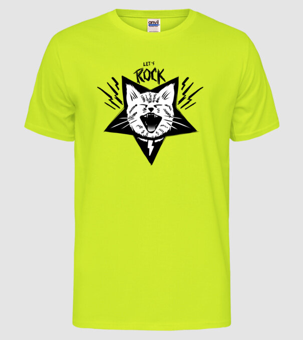 Let's Rock model galben neon pe tricou