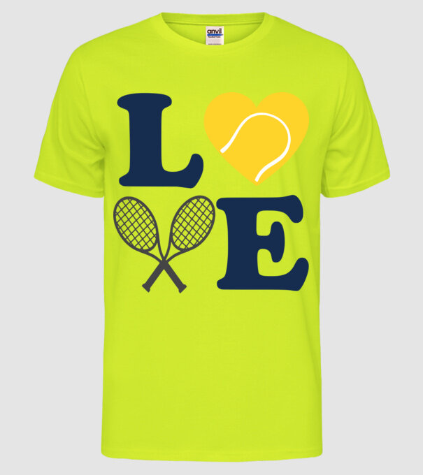 LOVE Tennis model galben neon pe tricou