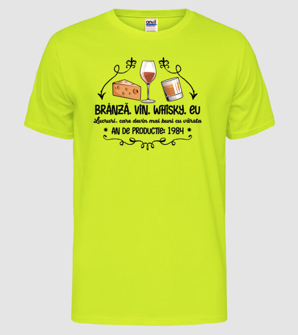 Lucruri, care devin mai buni cu vârsta 1984 40 de ani model galben neon pe tricou