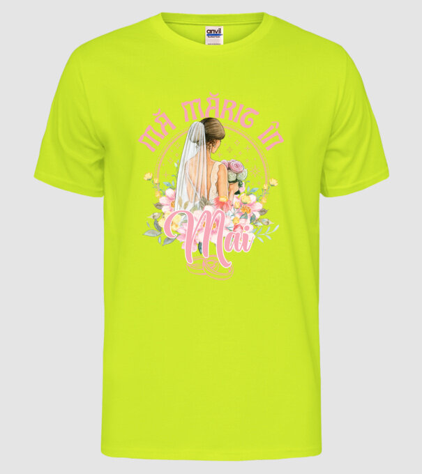 mă mărit - în mai model galben neon pe tricou
