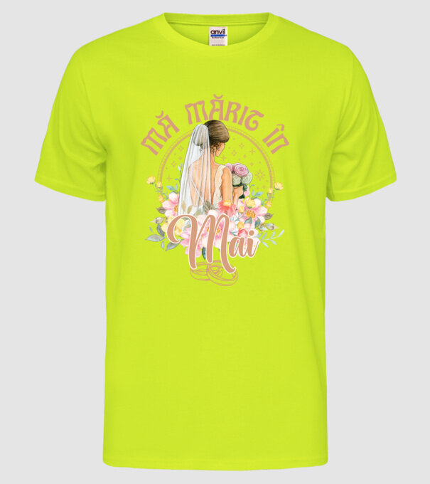 mă mărit - în mai model galben neon pe tricou