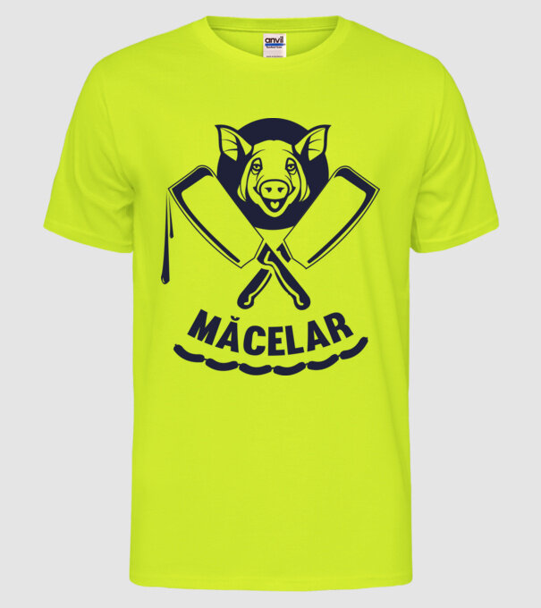 măcelar model galben neon pe tricou