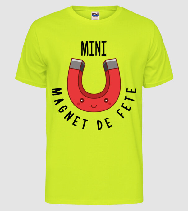 Mini magnet de fete model galben neon pe tricou