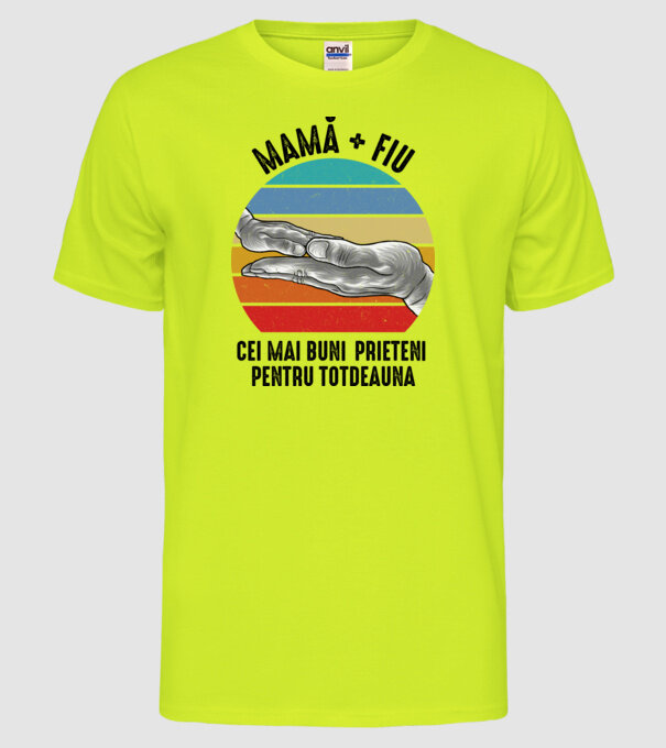Mamă + fiu - Cei mai buni prieteni pentru totdeauna model galben neon pe tricou