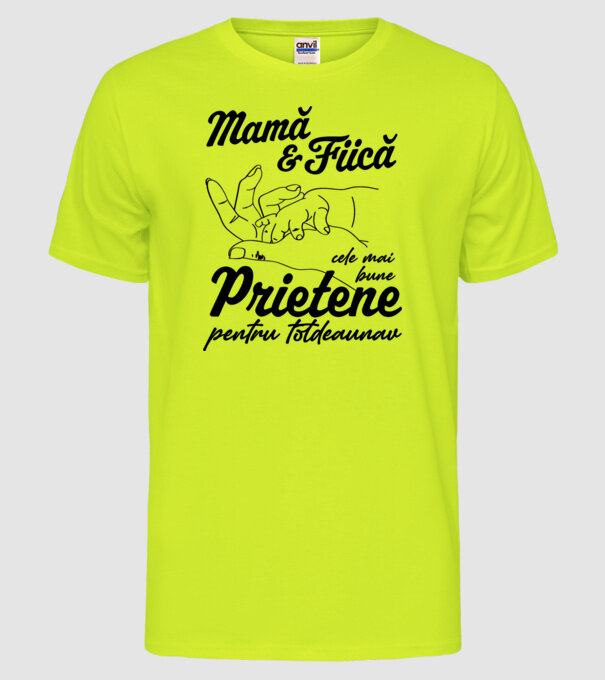 Mamă & fiică - cele mai bune prietene pentru totdeauna model galben neon pe tricou