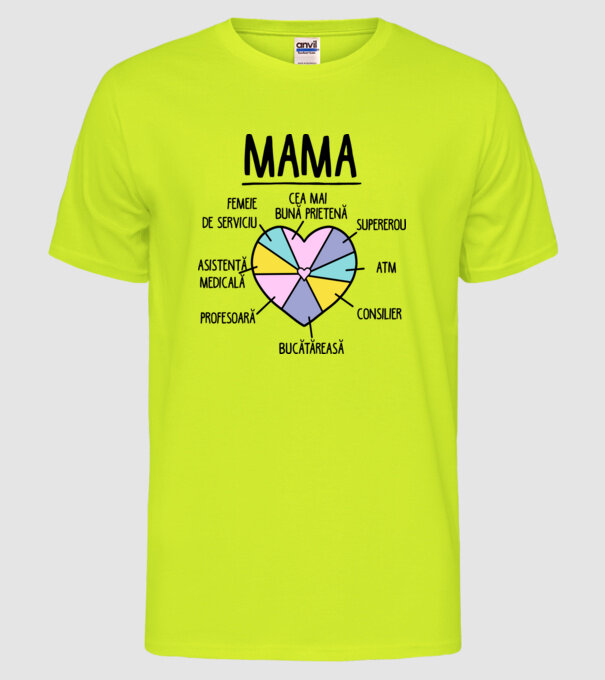 Mama cea mai bună prietenă, supererou model galben neon pe tricou