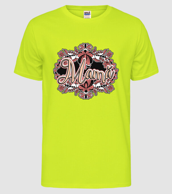 Mamă model galben neon pe tricou