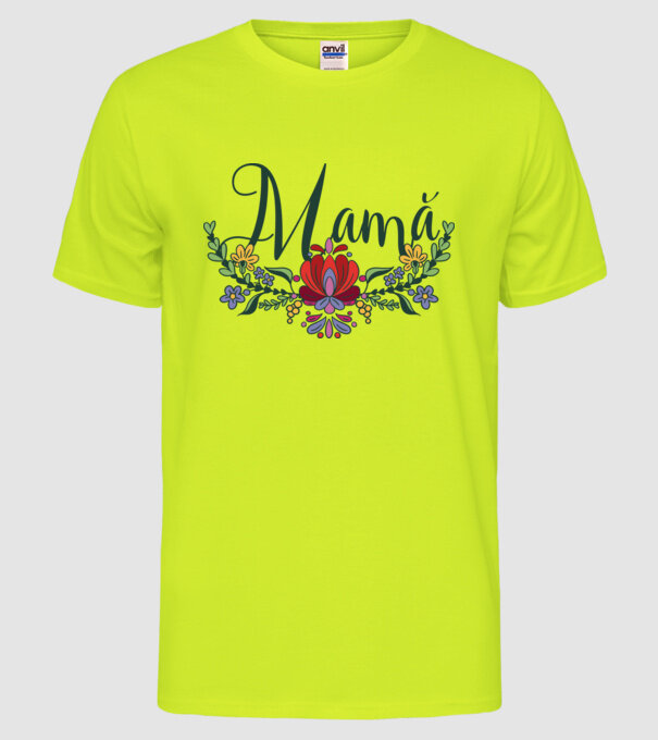 Mamă model galben neon pe tricou